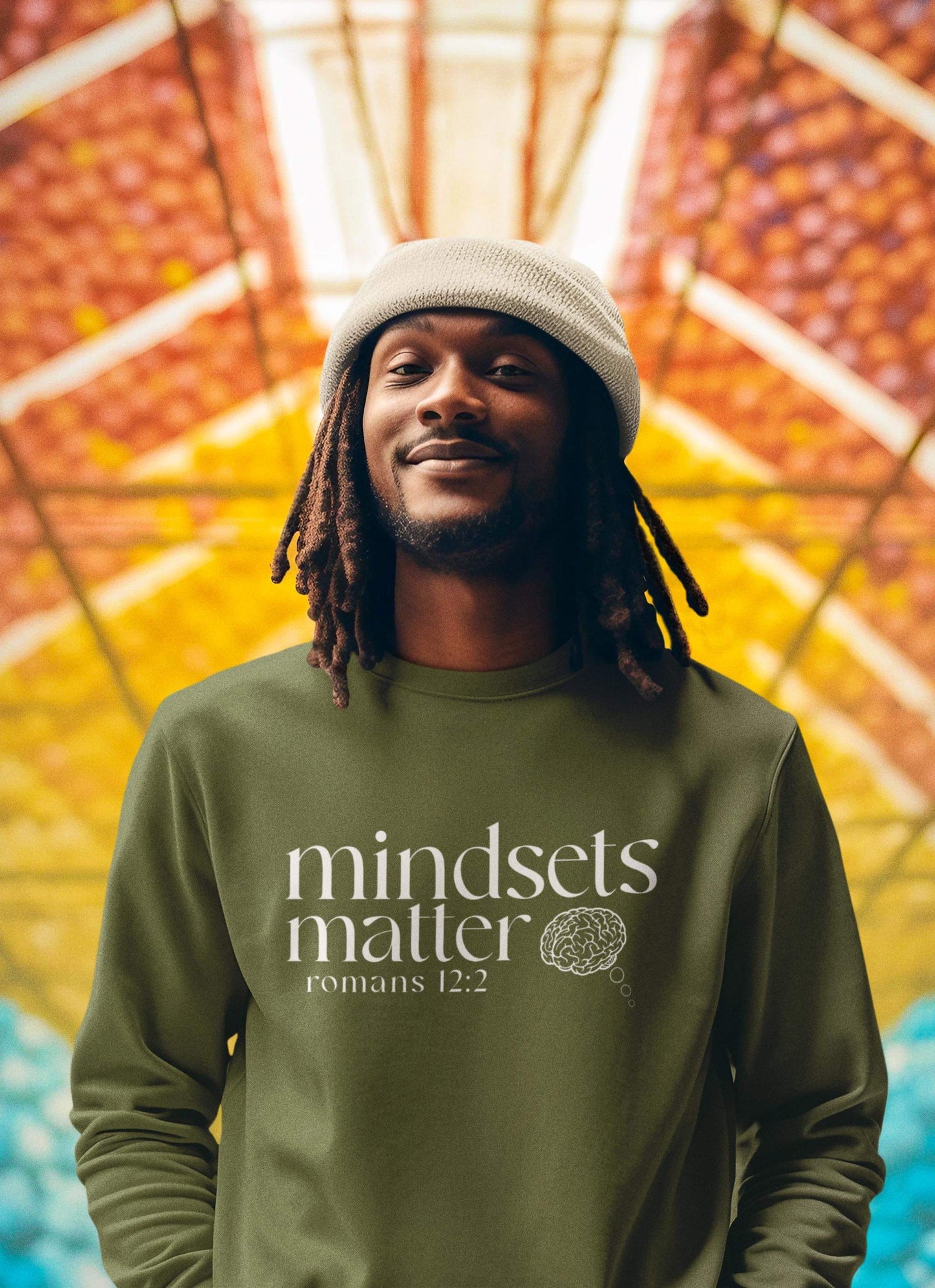 Mindsets Matter Unisex Fall Sweatshirt (Olive Green)