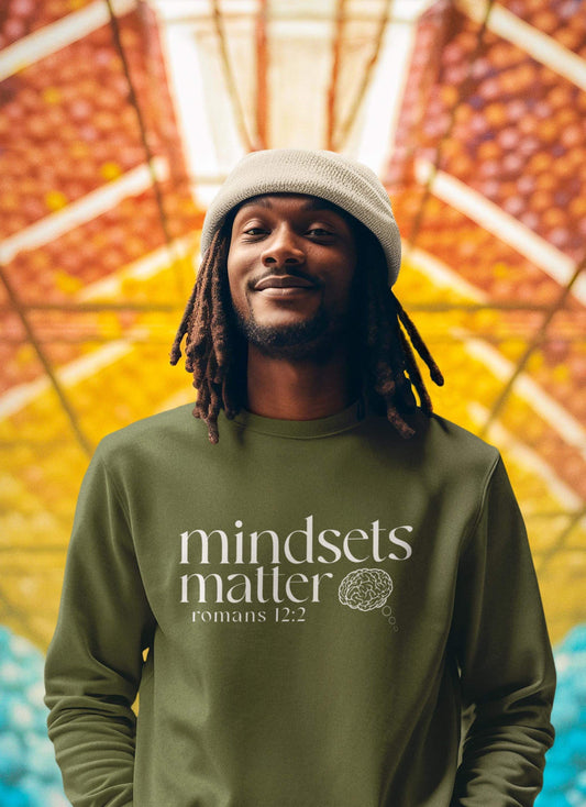 Mindsets Matter Unisex Fall Sweatshirt (Olive Green)